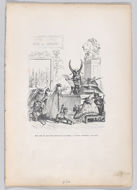 "Article 231. The husband needs to protect his wife, the wife needs to obey her husband" from Scenes from the Private and Public Life of Animals