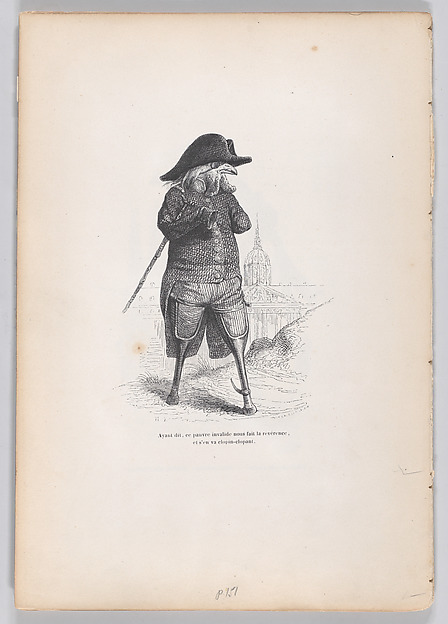 "Having said that, this poor invalid gives us a curtsy, and goes hobbling off" from Scenes from the Private and Public Life of Animals