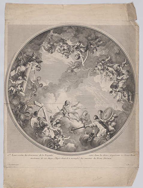 Saint Louis presenting his sword to Christ, after a ceiling design by Charles Nicolas Cochin II