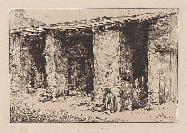 Woman working within a shed