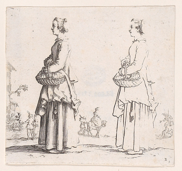 La Paysanne Tournée a Gauche, un Panier a son Bras (La Paysanne Turned to the Left, a Basket in her Arms), from Varie Figure (Various Figures), plate 2