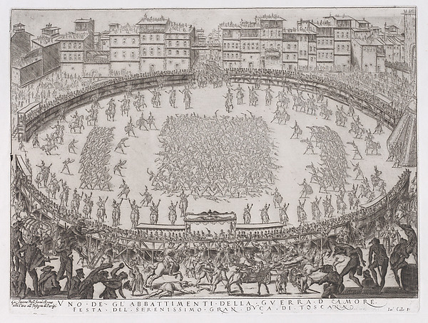 Reprint of Le Combat des Sections d'Infantrie (The Battle of the Sections of Infantry), from La Guerre d'Amour (Guerra d'Amore) (War of Love)