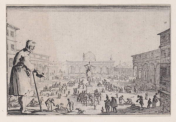 Le Marché de la Place de L'Annonciade a Florence (The Marketplace of L' Annunziata in Florence), from Les Caprices Series A, The Florence Set