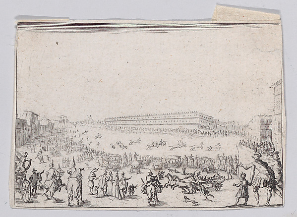 Reverse Copy of La Course de Chevaux sur la Place Pitti a Florence (The Horse Race at the Piazza Pitti in Florence), from "Les Caprices", Series A, The Florence Set