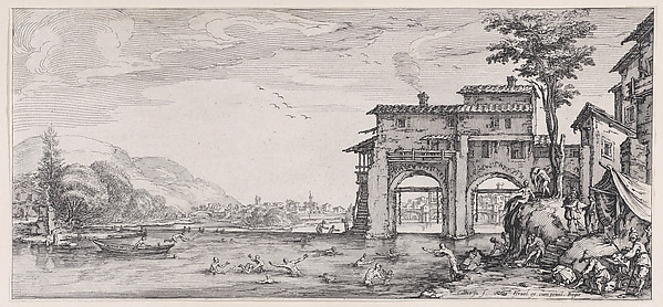 Les Baigneurs (The Bathers), from Paysages Gravés pour Jean de Médicis appelées aussi Paysages Dessinés a Florence, Vues de Florence, Paysages d'Italie, et Paysages Définitifs (Landscapes Engraved for Giovanni de'Medici, Landscapes Designed in Florence, Views of Florence, Landscapes of Italy, and Definitive Landscapes)