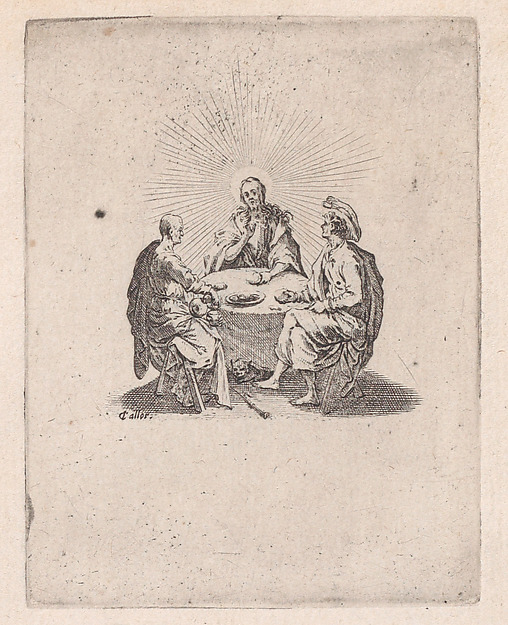 Le Souper d'Emmaüs appelé aussi Les Disciples d'Emmaüs (The Supper at Emmaus, also called the Disciples of Emmaus), from "Les Quatre Banquets" (The Four Feasts) by Jacques Callot