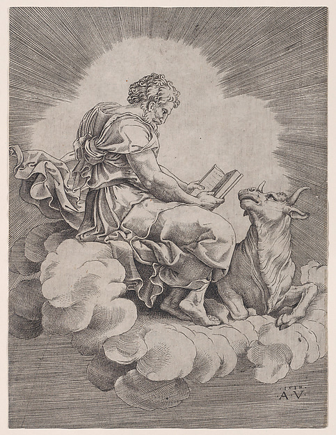 Saint Luke by Agostino Veneziano (Agostino dei Musi)