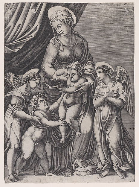 The Virgin, the Infant Christ, Infant Saint John, and Two Angels by Agostino Veneziano (Agostino dei Musi)