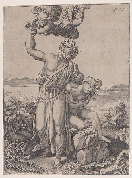 Abraham's Sacrifice (The Sacrifice of Isaac) by Agostino Veneziano (Agostino dei Musi)