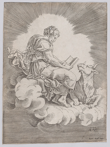 Saint Luke by Agostino Veneziano (Agostino dei Musi)