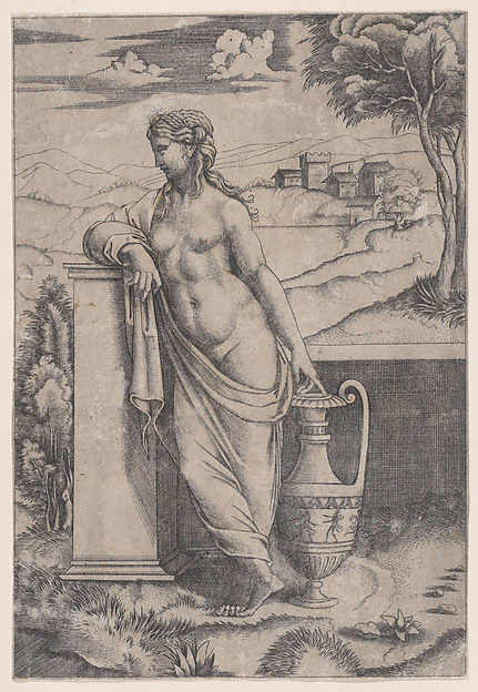 Woman Standing near a Vase