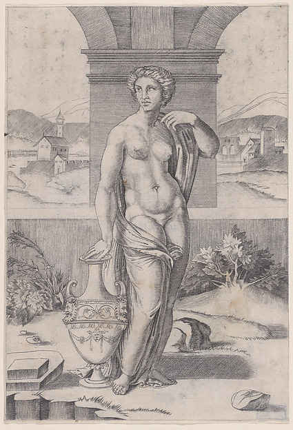 Woman Standing near a Vase