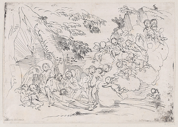 The death of Saint Pellegrino surrounded by many putti