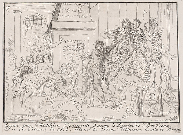 Classical scene of figures gathered around an orator at right (possibly related to healing the lame) by Matthias Oesterreich, The Metropolitan Museum of Art