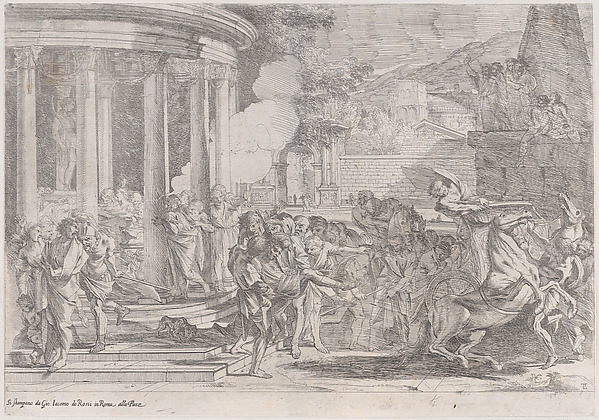 Sinorix carried from the temple of Artemis trying to escape the effects of the poisoning