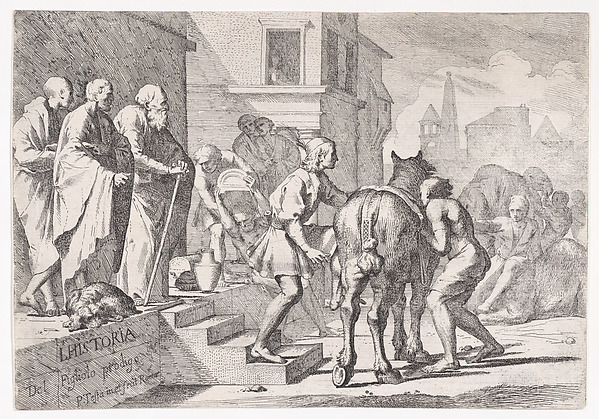 The Departure of the Prodigal Son, Shown About to Mount a Horse by Pietro Testa