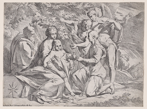 The Holy Family attended by Angels by Pietro Testa