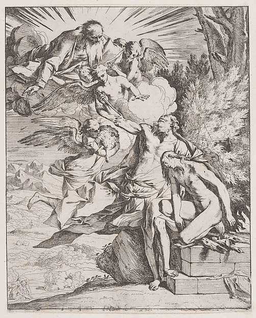 The sacrifice of Isaac by his father Abraham by Pietro Testa