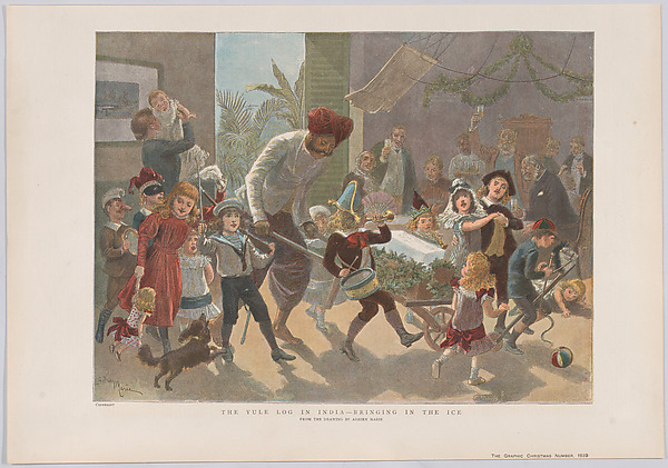 The Yule Log in India — Bringing in the Ice, from "The Graphic" Christmas Number