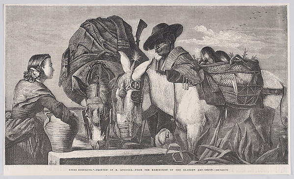 Henry Linton, Asses Drinking, from "Illustrated London News"