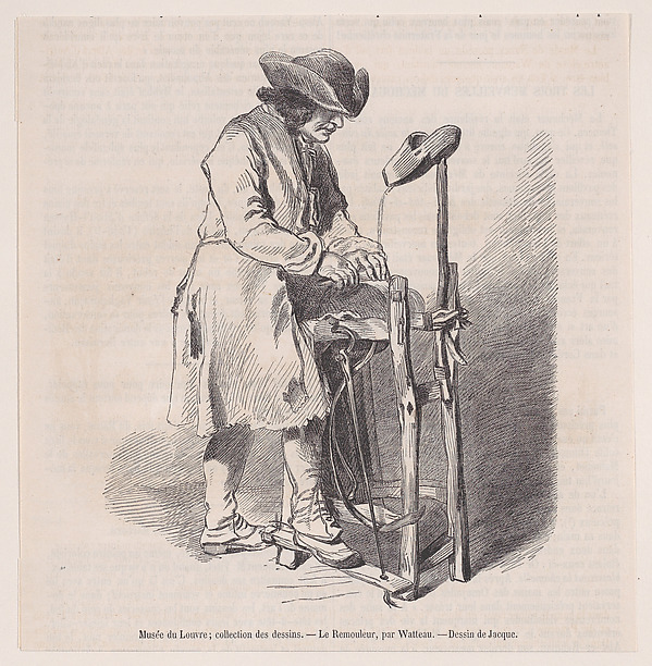 Musée du Louvre; collection des dessins, Le Remouler, par Watteau; from Magasin Pittoresque