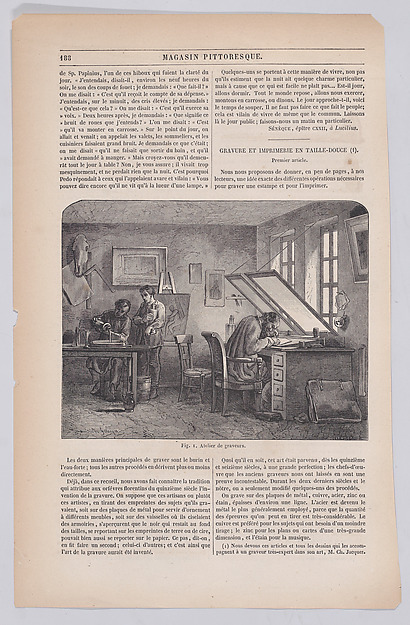 Engravers' Studio, from "Le Magasin Pittoresque"
