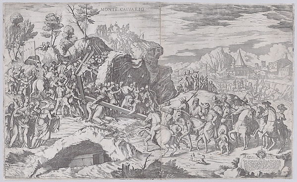 Christ falling on the road to Calvary, from two plates
