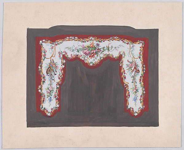 Design for a Fireplace (?) with Bundles and Garlands of Flowers Decorated with Musical Instruments