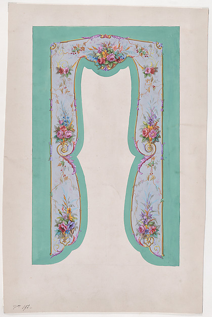 Design for a Valance with Floral Motifs