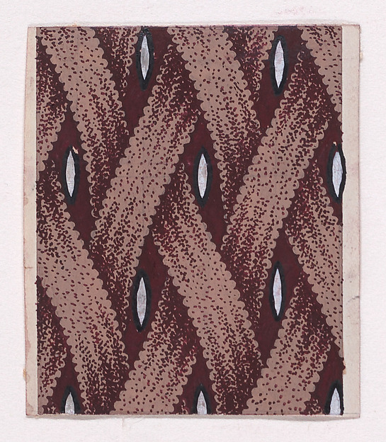 Textile Design with a Basketweave Pattern and Alternating Rows of Lens-Shaped Pearls