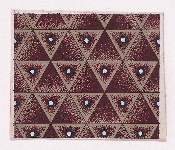 Textile Design with a Seamless Pattern of Alternating Triangles Decorated with Pearls