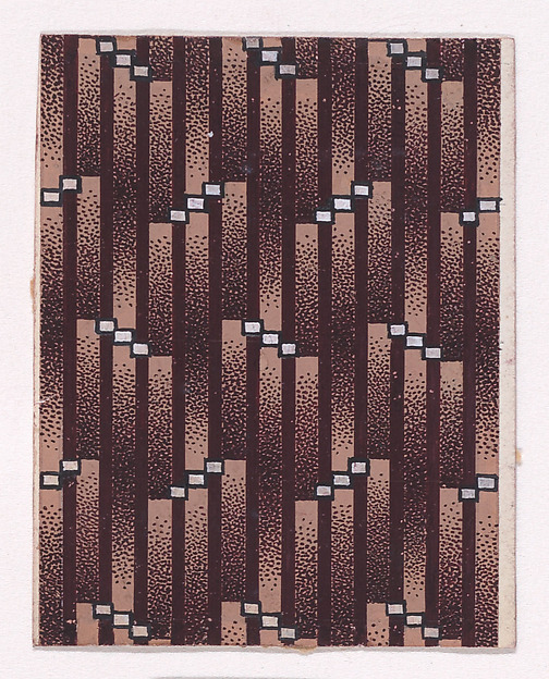 Textile Design with Alternating Diagonal Strings of Squares over a Striped Background