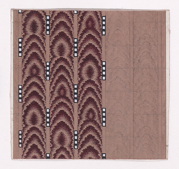 Textile Design of Vertical Stripes of Overlapping Scales Simulating Tie-Dye Framed by Alternating Vertical Strings of Squares