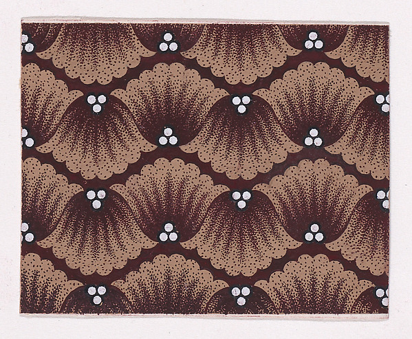 Textile Design with Horizontal Garlands of Alternating Palmettes Decorated with Trefoils of Pearls