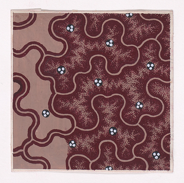 Textile Design with an Interlacing Pattern Partially Decorated with Groups of Three Pearls