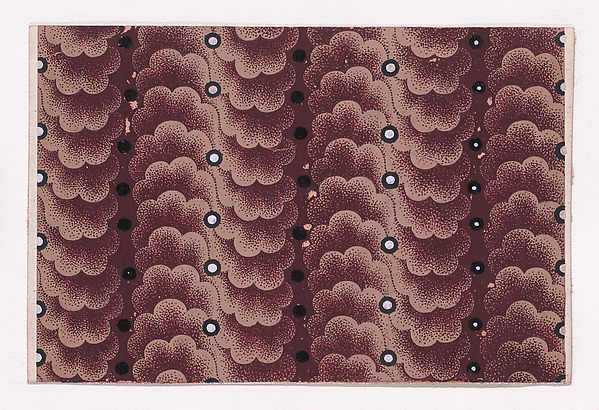Textile Design with Vertical Strips of Clouds and Circles