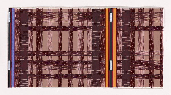 Textile Design with a Tartan Pattern and Decorating Vertical Stripes of Color