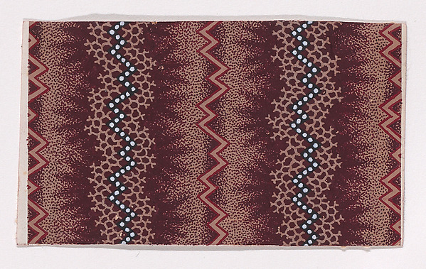 Textile Design with Alternating Vertical Zig-Zagging Strips and Pearls