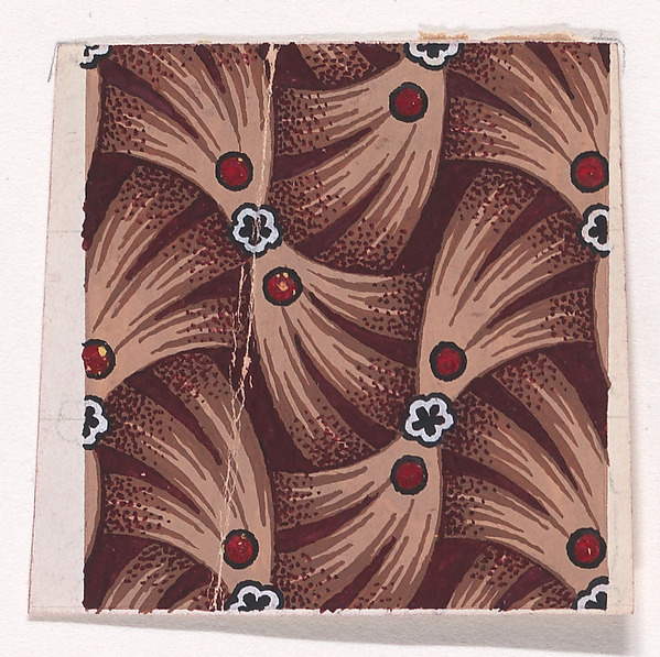 Textile Design with Alternating Rows of Bundles of Hay Decorated with Rosettes and Pearls