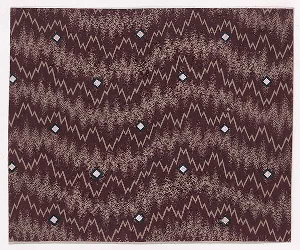 Textile Design with Undulating Horizontal Zig-Zagging Lines and Alternating Rows of Lozenges