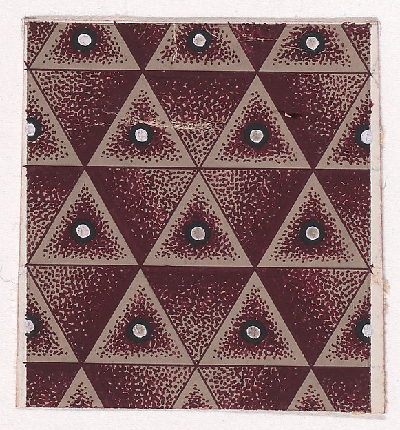 Textile Design with a Seamless Pattern of Alternating Triangles Decorated with Pearls