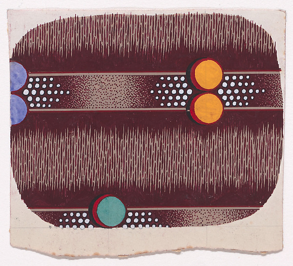 Textile Design with Horizontal Strips of Ribbon Decorated with Circles and Pearls over a Glitched Background