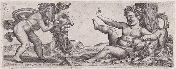 Two Children with a Mask