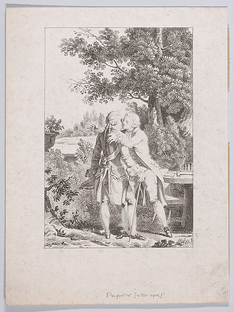 C’est dans un de ces transports d’attendrissement que je dis à M. de Luxembourg en l’embrassant (I said this to M. de Luxembourg as I embraced him during a moment of tenderness), from J. J. Rousseau's "Confessions"