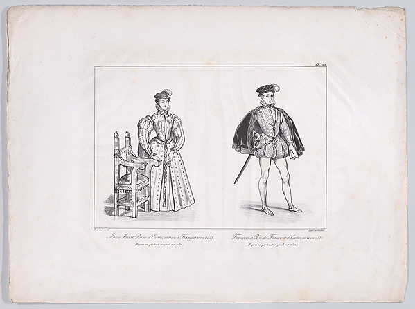 Mary, Queen of Scots and Francis II, King of France (from "Collection des costumes, armes et meubles pour servir à l'histoire de France depuis le commencement du Veme siècle jusqu'à nos jours," plate 268)
