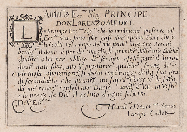 Dedication to Lorenzo de' Medici, from Les Caprices Series B, The Nancy Set