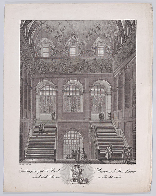 The main staircase of the monastery of El Escorial, from a series of Views of El Escorial