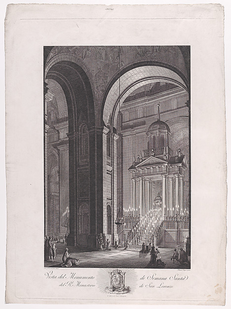 The monument raised for Holy Week (Semana Santa) in the Church of the monastery of El Escorial, from a series of Views of El Escorial