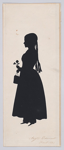 Young Girl with Long Braids and Pantalettes, Holding a Flower
