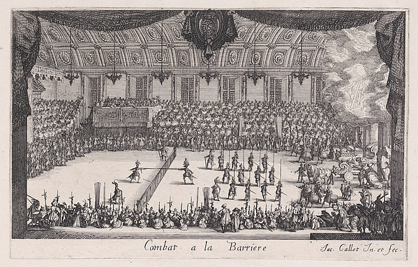 Le Combat (The Combat), from Le Combat a la Barrière in the Palace at Nancy by Henri Humbert, printed by Sebastien Phillipe